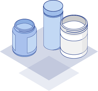 Illustration of blue and white jars