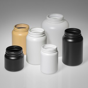 135mm Height HDPE Round Protein Powder Storage Jar Black Canister With Lid